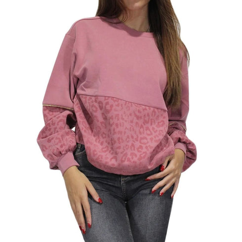 Felpa Donna con stampa maculata in tono Rosa EA7 EMPORIO ARMANI- Francavilla Moda
